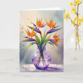 Verjaardag Bird of Paradise Bloemenboeket Kaart (Gele Bloem)