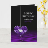 Verjaardag - Birthstone - februari - Amethyst Kaart (Gele Bloem)