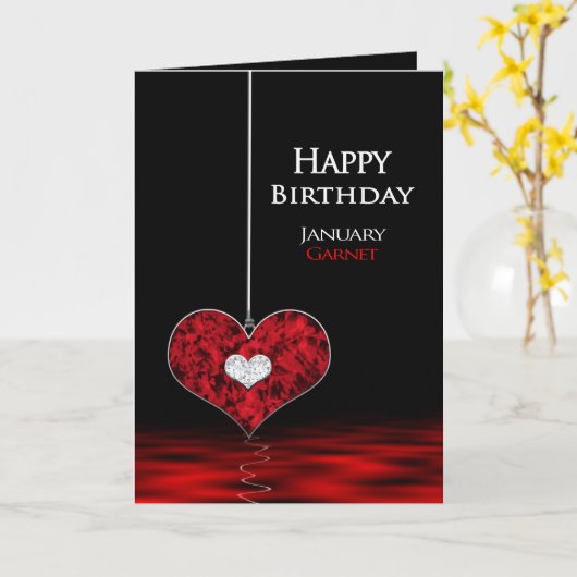 Verjaardag - Birthstone - Januari - Garet/Red Kaart (Gele Bloem)