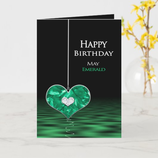 Verjaardag - Birthstone - mei - Emerald Kaart (Gele Bloem)