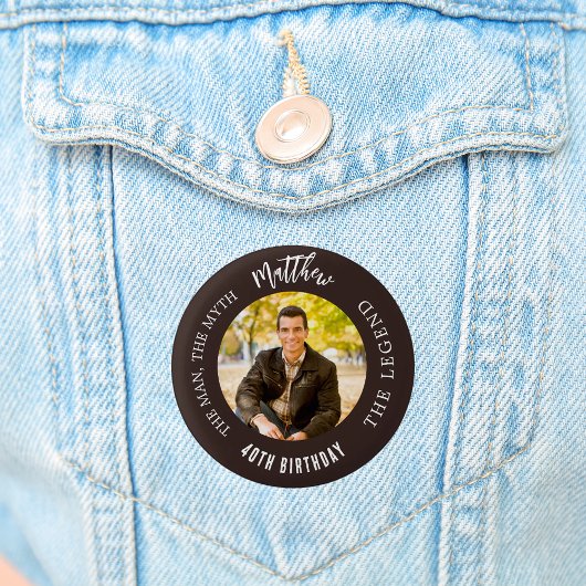 Verjaardag bister bruin foto man mythe legende ronde button 3,2 cm