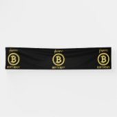 Verjaardag Bitcoin Goud 2.5x12 Vinyl Spandoek (Horizontaal)
