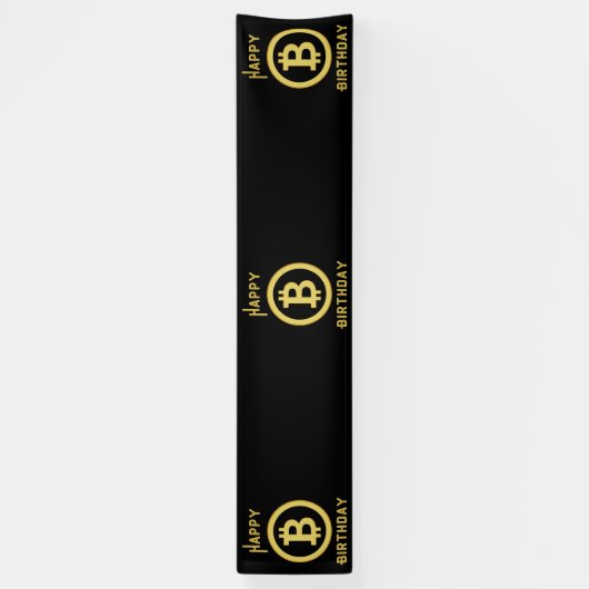 Verjaardag Bitcoin Goud 2.5x12 Vinyl Spandoek (Verticaal)