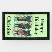 Verjaardag Black Cat Muzikanten Instrumenten Muzie Spandoek (Horizontaal)