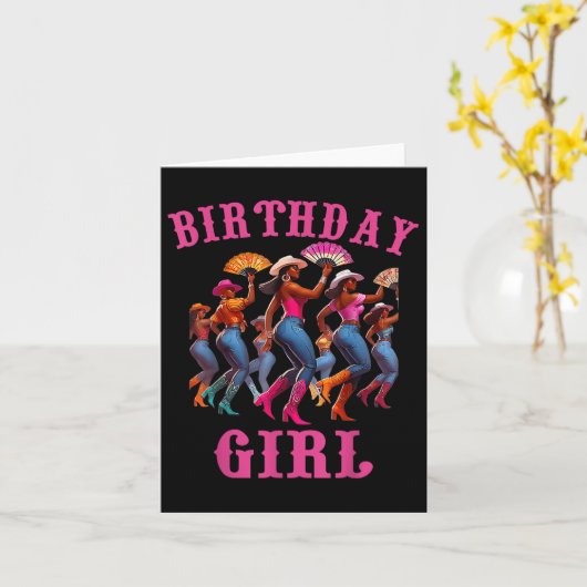 Verjaardag Black Cowgirl Western Kaart (Gele Bloem)