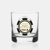 Verjaardag Black Cream Poker Chip Las Vegas Thema Whisky Glas (Voorkant)