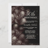 Verjaardag Black Glitter Balloons Sparkle Party Kaart (Voorkant)