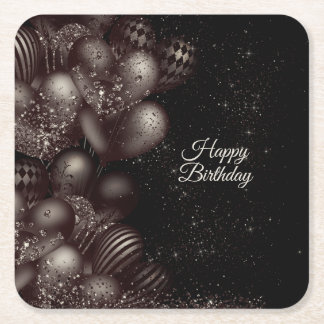Verjaardag Black Glitter Balloons Sparkle Party Kartonnen Onderzetters