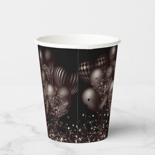 Verjaardag Black Glitter Balloons Sparkle Party Papieren Bekers (Rechts)