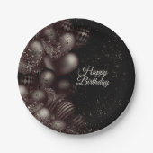 Verjaardag Black Glitter Balloons Sparkle Party Papieren Bordje (Voorkant)