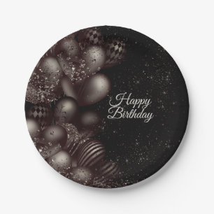 Verjaardag Black Glitter Balloons Sparkle Party Papieren Bordje