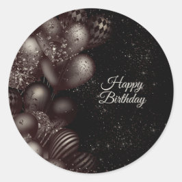 Verjaardag Black Glitter Balloons Sparkle Party Ronde Sticker