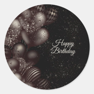 Verjaardag Black Glitter Balloons Sparkle Party Ronde Sticker