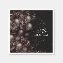 Verjaardag Black Glitter Balloons Sparkle Party Servet