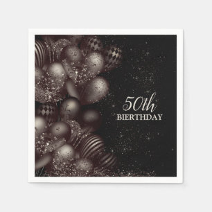 Verjaardag Black Glitter Balloons Sparkle Party Servet