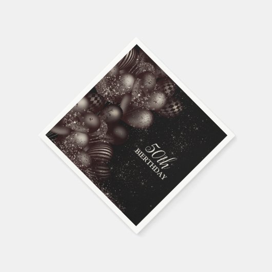 Verjaardag Black Glitter Balloons Sparkle Party Servet (Hoek)