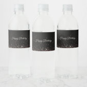 Verjaardag Black Glitter Balloons Sparkle Party Waterfles Etiket (Flessen)