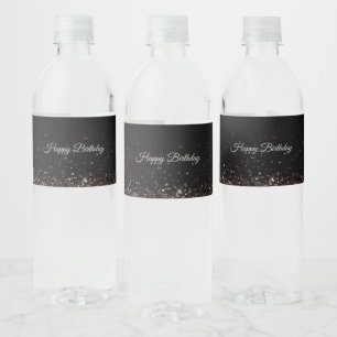 Verjaardag Black Glitter Balloons Sparkle Party Waterfles Etiket