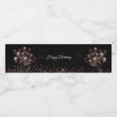 Verjaardag Black Glitter Balloons Sparkle Party Waterfles Etiket (Enkel label)