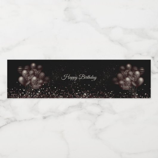 Verjaardag Black Glitter Balloons Sparkle Party Waterfles Etiket (Enkel label)