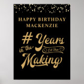 Verjaardag Black Gold Confetti Jaar in de maak Poster (Voorkant)