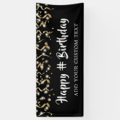 Verjaardag Black Gold Confetti Streamers Personali Spandoek (Verticaal)