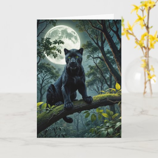 Verjaardag Black Panther in het maanlicht Kaart (Gele Bloem)