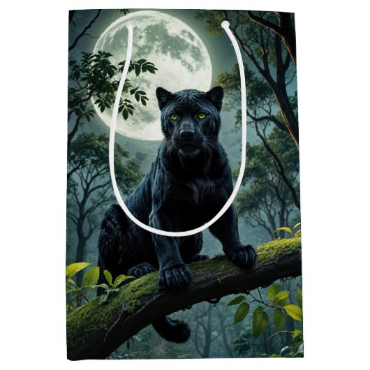 Verjaardag Black Panther in het maanlicht Medium Cadeauzakje (Voorkant)