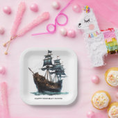 Verjaardag Black Pirate Ship Papieren Bordje (Feest)