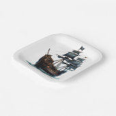 Verjaardag Black Pirate Ship Papieren Bordje (Gebogen)