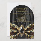 Verjaardag Black Silk Faux Gold Jewel Paisley Kaart (Achterkant)