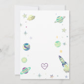 Verjaardag Blastoff Aquarel Ruimte met Afbeelding Kaart (Achterkant)