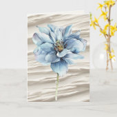 Verjaardag Blauw Bloem op Ivoor Abstract Kaart (Gele Bloem)