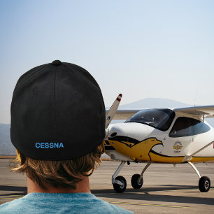 Verjaardag Blauw Cessna Typografie Eenvoudig Moder Geborduurde Pet