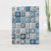 Verjaardag Blauw en Wit Sneeuwvlokdekbed Kaart (Voorkant)