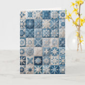 Verjaardag Blauw en Wit Sneeuwvlokdekbed Kaart (Gele Bloem)