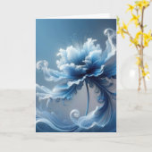 Verjaardag Blauw Fancy Fantasy Flower Kaart (Gele Bloem)