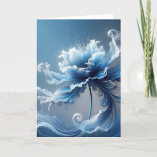 Verjaardag Blauw Fancy Fantasy Flower Kaart