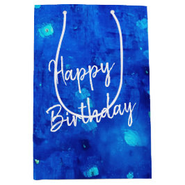 Verjaardag Blauw Neon Buitenruimte Medium Cadeauzakje