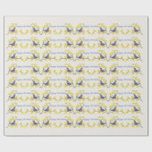 Verjaardag Blauw Rood Vogels op Tak Bloemen Wit Cadeaupapier (Vlak)