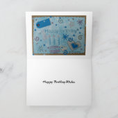 Verjaardag - Blauw - Scrapbook Kaart (Binnen)