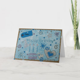 Verjaardag - Blauw - Scrapbook Kaart