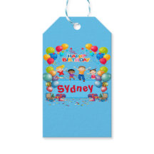 Verjaardag Blauw Thema Gift Tag