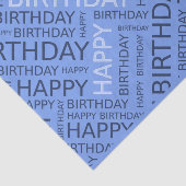 Verjaardag blauw typografisch gepersonaliseerd tissuepapier (Detail)