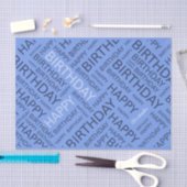 Verjaardag blauw typografisch gepersonaliseerd tissuepapier (Craft)