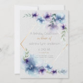 Verjaardag blauw-violet doorschijnende Waterverf Kaart (Voorkant)