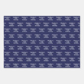 Verjaardag blauw wit naam script minimalist inpakpapier vel (Voorkant 2)