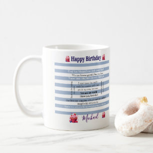 Verjaardag Blauw & Wit Streep Mok