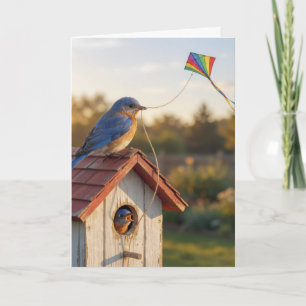 Verjaardag Blauwborst Vliegend een Vlieger Kaart