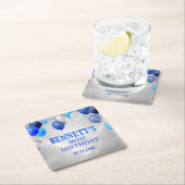 Verjaardag blauwe ballonnen servetten kartonnen onderzetters (Insitu)